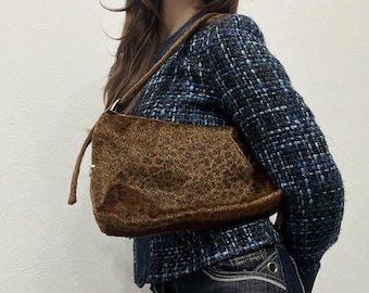 Monedero de piel sintética con estampado de leopardo Y2K