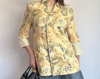 Floral Vintage Blazer – Fitted Pastel Jacket Soft Feminine Look