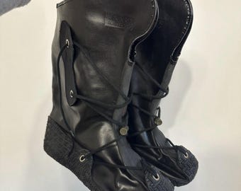 Combat Boots Black 1980s Military Waterproof Grunge