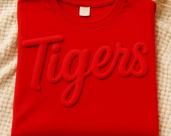 Custom Puff Print Team Shirt, Personalized Mascot T-Shirt, Metallic Puff Logo Tee, Embossed School Sports T-Shirt, Company Team Uniform Top
