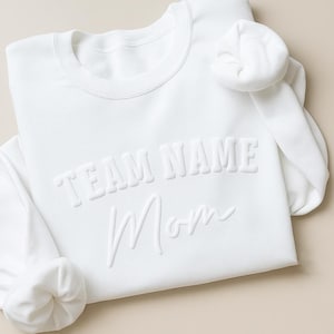 Custom Team Mom Sweatshirt, Puff Print Sports Mama Crewneck, Fall Football Baseball Team Spirit Puff Shirt, Embossed Mascot School Pride Tee