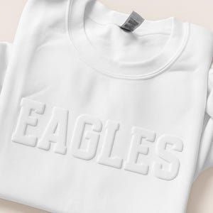 Custom Team Mascot Sweatshirt, School Spirit Puff Print Crewneck, Personalized Team Name Puff Sweatshirt, Game Day Embossed Print Sweatshirt