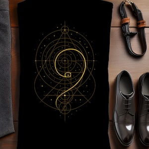 Fibonacci-Spiral-T-Shirt mit Grafik | Heilige Geometrie, Mathematik-Shirt, Kosmische Kunst zum Goldenen Schnitt, Unisex-T-Shirt