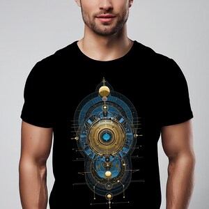 Sacred Geometry Spiral T-Shirt, Mystical Cosmic Pattern Tee, Golden Ratio Spiritual Shirt