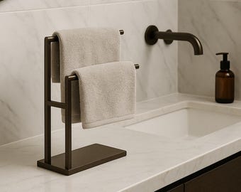 Freestanding Towel Rack - Bronze Finish Bathroom Towel Holder