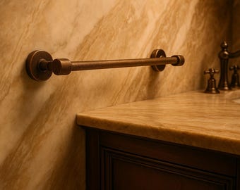 Solid Bronze Towel Bar with Round Base – Architectural Bathroom Fixture