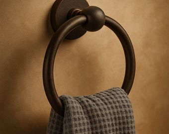 RWARE Halo Round Towel Ring 6” | Solid Bronze | Handmade Bathroom Accessory