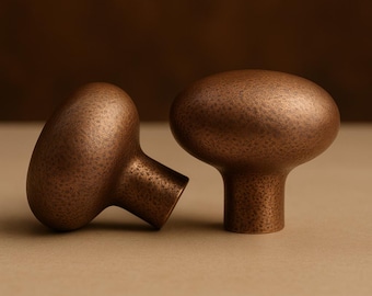 RWARE Store SOLID CAST Handmade Cast Bronze Oval Cabinet Knob | Natural Patina Finish