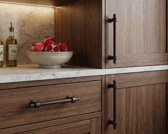Solid Bronze Barrel Ring Cabinet Pull - Oil Rubbed Finish, 6" CTC