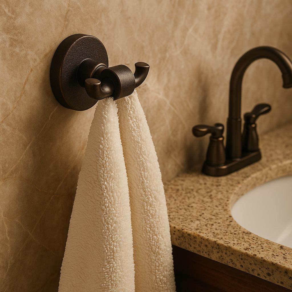 Oil Rubbed Bronze Wall Mount Hook Set - Hat Coat Towel Rope Organizer In Modern Zinc 5 thumbnail image