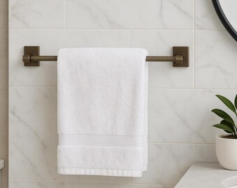Solid Bronze Towel Bar with Square Base – Lifetime Warranty