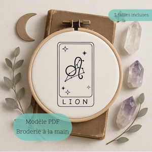 Patrón de bordado del signo astrológico Leo para descargar | Bordado esotérico a mano DIY | Patrón de bordado del zodiaco PDF