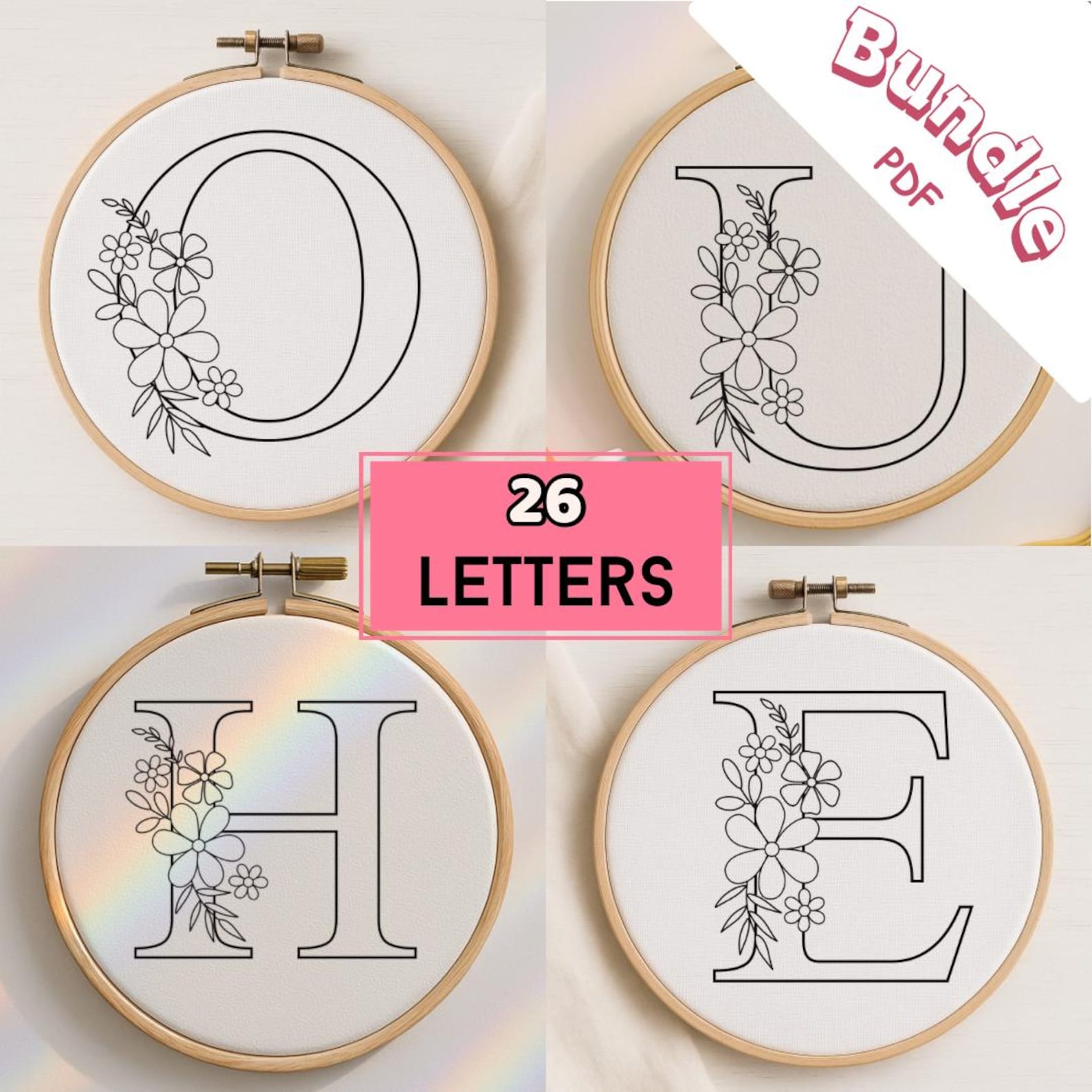 Stick and Stitch Alphabet Letter Embroidery Patterns – Bundle ...