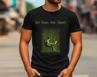 Eat Sleep Code Repeat Shirt: Pixel Art Programmer Tee