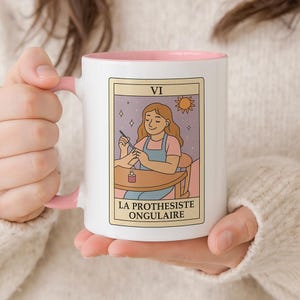 Mug carte de tarot drôle La Prothésiste Ongulaire | Cadeau fun nail tech, tasse métier ongles, vie de PO