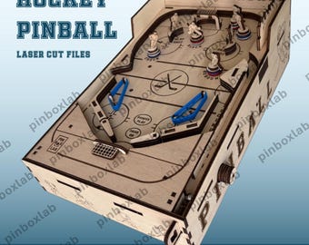 Hockey Pinball Machine - fully functional. Laser cut files (dxf, svg, ai, Lightburn) 3 mm and 4 mm - Digital Download - instructions included