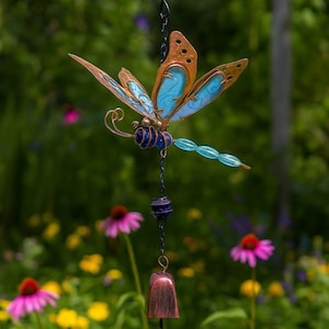 Stained Butterfly Wind Chime – Colorful Hanging Bell Chimes for Garden, Porch & Window | Glow In The Dark, Handmade Sun Catcher Gift Rainbow