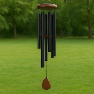 Sunshine Wind Chime – 27/37 Inch Deep Tone Outdoor Chime in Gold & Black and Silver | Spiritual Garden Decor with Soothing Harmonic Sound