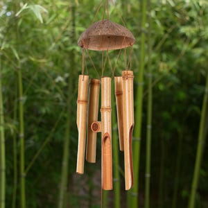 Large Natural Bamboo Wind Chime – Wooden Outdoor Garden Bell for Porch, Zen, or Beach Decor