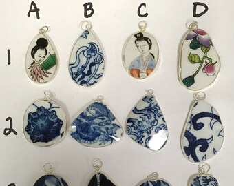 Asian porcelain shard framed charms photos 191