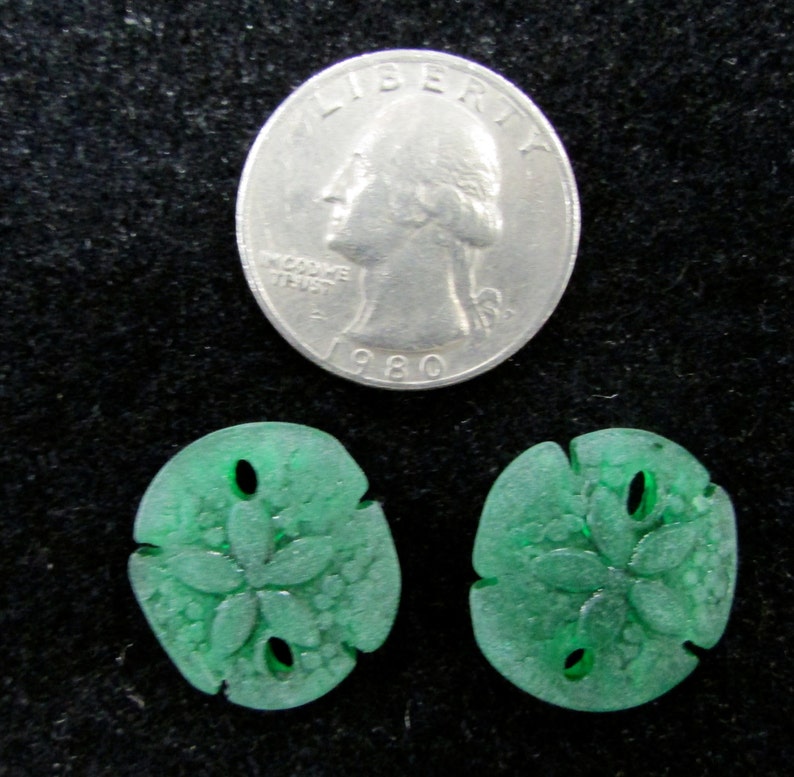 Sea Glass Sand Dollar Dk. Green 4piece at NEW PRICE Etsy