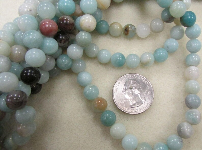 8mm smooth polished 16-inch strand Black Gold Amazonite strand