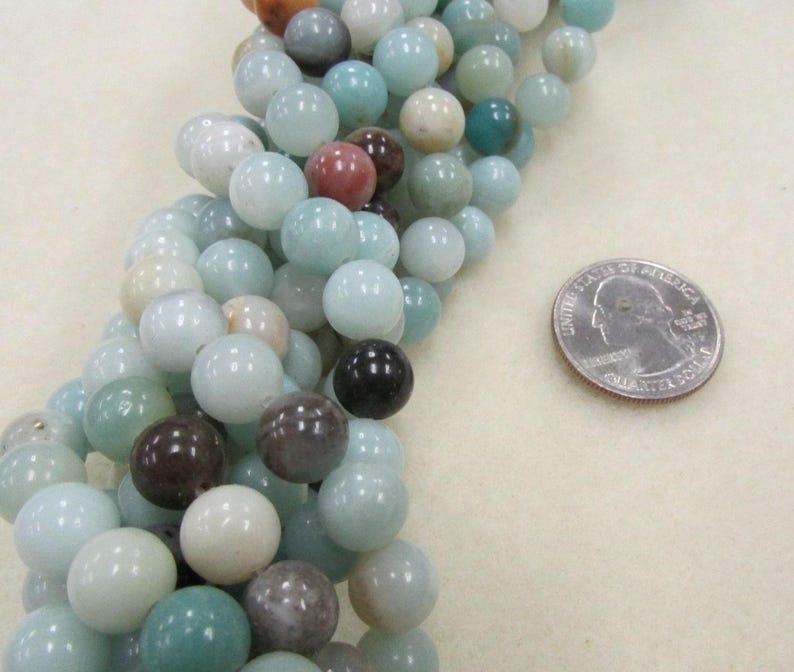 8mm smooth polished 16-inch strand Black Gold Amazonite strand