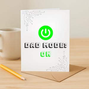 Grappige Vaderdagkaart | Papamodus OP afdrukbare kaart | Digitale download in kwartvouw | Direct downloaden voor cadeau vader millennial | Laatste