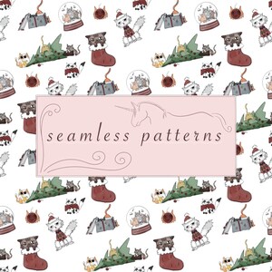 Weihnachten Katzen Musterdesign Urlaub Stoffdesign Digital Download