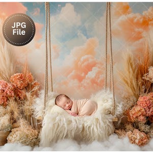Neugeborenen digitalen Hintergrund, Baby Mädchen Boho Blumenrahmen, Frühling Floral zusammengesetzte digitaler Hintergrund, Photoshop Overlays, Studio Hintergrund