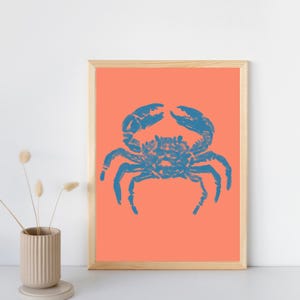 Framed "Coastal Catch" Hand-Drawn Print – Beachy Crab & Coral Art with [Black/Wood/White] Frame for Coastal Spaces