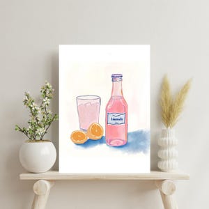 Unframed "Pink Lemonade" Hand-Drawn Wall Art Print – Playful Summer Poster for Kitchen, Bar Cart, or Cozy Corner