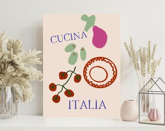 Hand-Drawn Italian Kitchen Wall Art, Physical Print | Cooking Space, Pantry & Dining Room Decor
