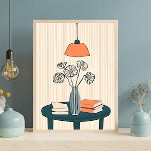 Framed "Soft Stems" Hand-Drawn Wall Art Print – Floral Minimalist Poster with [Black/Wood/White] Frame for Bedroom, Office, or Reading Nook