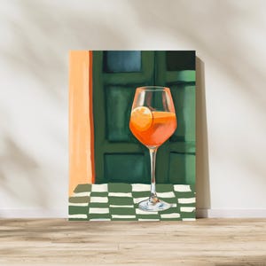 Unframed "Venetian Sip" Hand-Drawn Wall Art Print – Bright Cocktail Poster for Kitchen, Bar Cart, or Brunch Nook Decor
