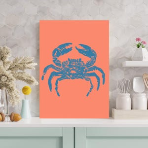 Unframed "Coastal Catch" Hand-Drawn Print – Playful Crab & Coral Art for Beach House, Bathroom, or Coastal Kitchen Decor