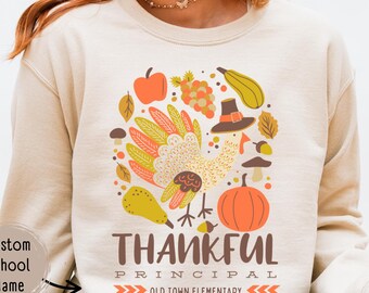 Custom Principal Thanksgiving Shirt, Fall Principal Sweatshirt, Comfort Colors School Shirt, Thankful School tshirt, Principal Appreciation