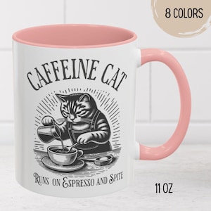 Grappige koffie kattenmok, kattenliefhebber mokken, kattenliefhebber cadeau, koffieliefhebber mok cadeau voor kattenliefhebbers Koffieliefhebber cadeau mok sarcastische kattenmok kattenmeme