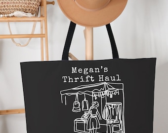 Bolsa de lona personalizada para compras de segunda mano, regalos para amantes de las compras de segunda mano, bolsa grande personalizada para compras de segunda mano, bolsa vintage para compras de segunda mano, bolsa de fin de semana para compras de segunda mano.