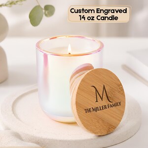 Vela personalizada con monograma familiar, regalo de boda, regalo de inauguración de casa, regalo para anfitriones en otoño, regalo para un nuevo hogar, regalo para despedida de soltera, regalo para anfitriona