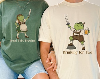 Oktoberfest Pregnancy Shirts, Matching Oktoberfest Couple Shirts, Drinking For Two Shirt Beer Fest Tee, Comfort Colors Fall Pregnancy Reveal