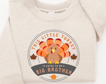 T-Shirt zur Ankündigung der Schwangerschaft als großer Bruder, T-Shirt zur Verkündung der Schwangerschaft im Herbst, T-Shirt zur Ankündigung eines Geschwisterchens, T-Shirt zur Beförderung zum großen Bruder, T-Shirt zur Babyverkündung an Thanksgiving