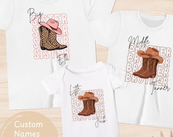 Matching Sibling Shirts, Pregnancy Reveal Shirt, Sibling Announcement, Western Big Sister Little Sister, Big Middle Little Tees, Rodeo Shirt