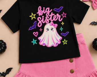 Big Sister Halloween Shirt, Spooky Big Sister Ghost Shirt, Halloween Pregnancy Reveal, Fall Baby Reveal, Big Sis Halloween Outfit