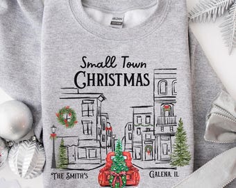 Custom Small Town Christmas Shirt, Personalized Country Christmas Sweatshirt, Matching Family Christmas Tshirt, Christmas Group tshirt