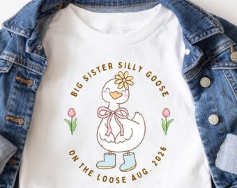 Camiseta de revelación de embarazo de hermana mayor, anuncio de embarazo de primavera, camiseta ascendida a hermana mayor, mamá e hija, camiseta de hermana mayor de Pascua