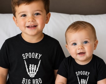 Spooky Big Bro Shirt, Big Brother Little Bro Halloween Shirt, Big Brother Pregnancy Reveal, Matching Sibling Pumpkin Patch Tee, Lil Bro