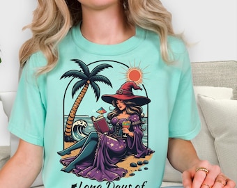 Koszula Comfort Colors Summerween, Summerween Hot Ghouls Summer, Letnia koszula na Halloween, Halloween w lecie, Upiorne letnie koszule, Letnia czarownica
