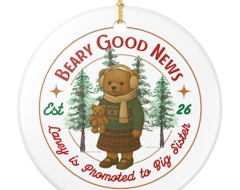 Promoted to Big Sister Ornament, Christmas Pregnancy Reveal Ornament, Winter Sibling Announcement, Big Sister Announcement, Baby Reveal gift