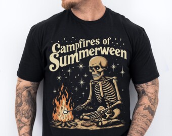 Camiseta Comfort Colors Summerween, Camiseta de camping espeluznante Camiseta de esqueleto Summerween, Camiseta de Halloween de verano Halloween en verano Verano espeluznante